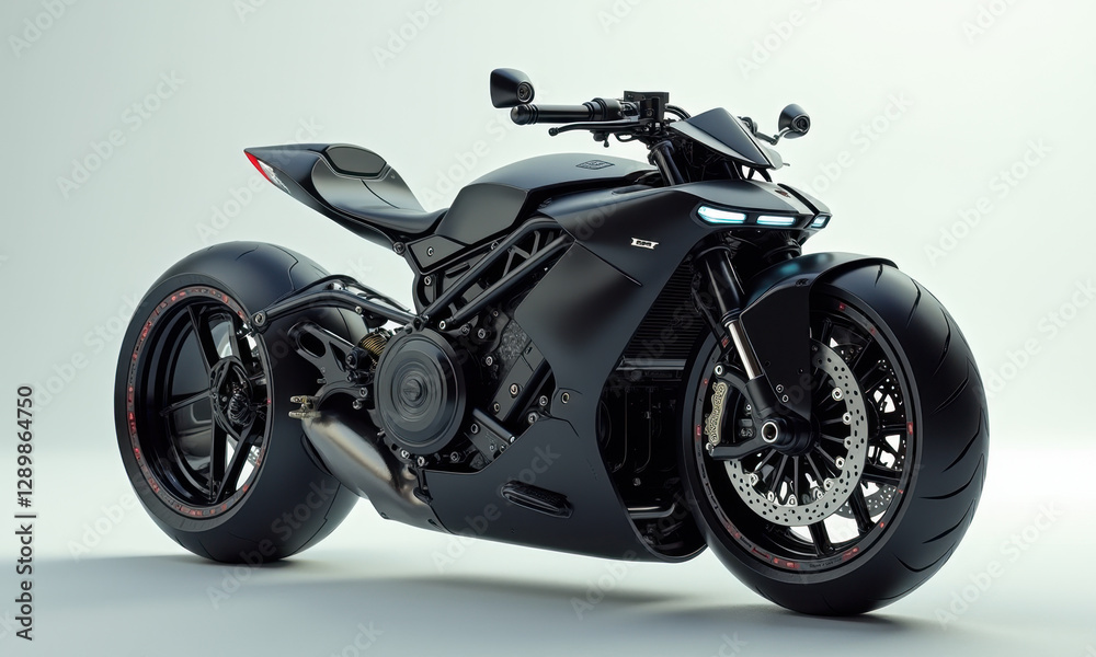 Black Futuristic Motorcycle 3D Render - Futuristic design Black Futuristic Motorcycle 3D Render - Futuristic design