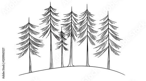 A black and white drawing of a forest with trees. generated using AI