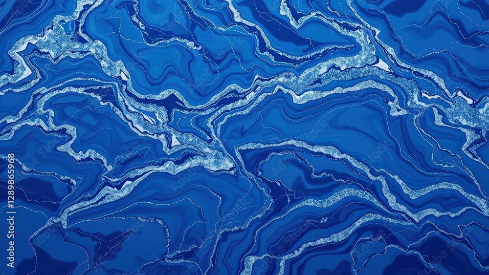 Abstract Fluid Wave Patterns in Rich Blue Tones with Sparkling Highlights Abstract Fluid Wave Patterns in Rich Blue Tones with Sparkling Highlights