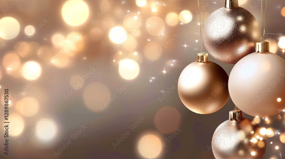 Fototapeta premium Festive celebration with shimmering gold and silver ornaments holiday vibes decorative elements soft focus background cozy atmosphere christmas spirit