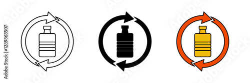 collection of recycling icons, recycling plastic bottle symbols. modern design isolated on white background
