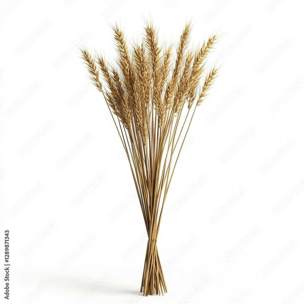 Bunch of Golden Wheat Stalks Against a White Background Bunch of Golden Wheat Stalks Against a White Background