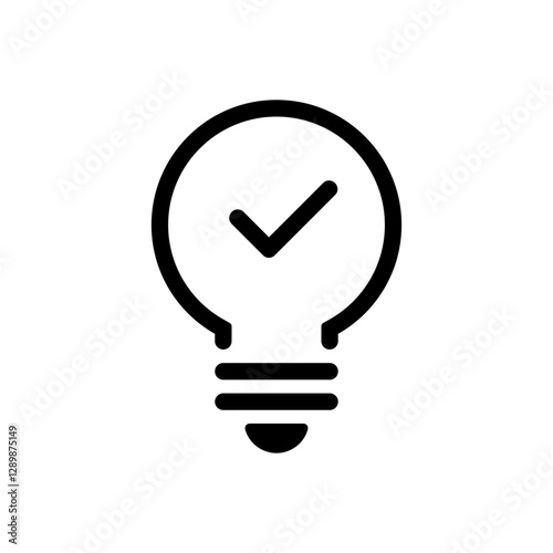 Light bulb check mark icon. Lamp with tick sign symbol