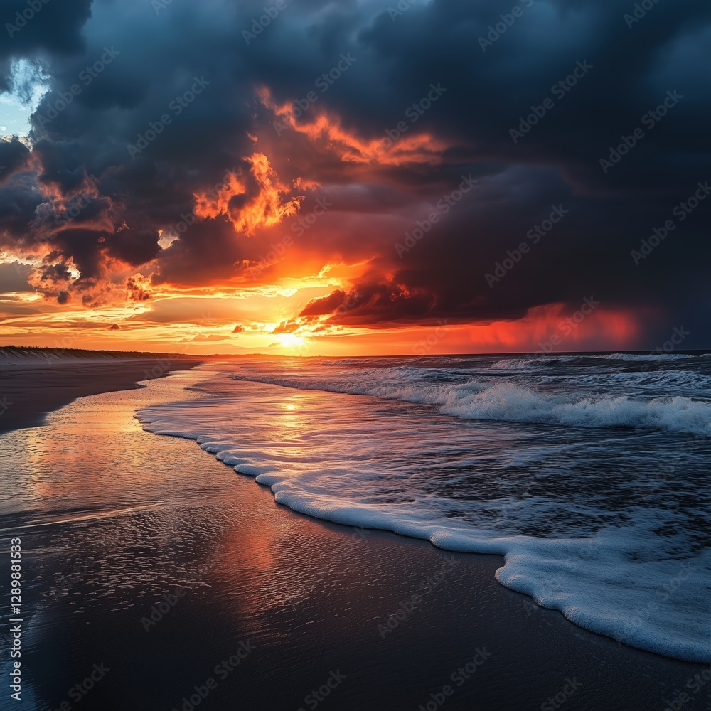 A stunning sunset paints the sky with vibrant shades of orange and purple, while gentle waves caress the shore, creating a serene seaside landscape. A stunning sunset paints the sky with vibrant shades of orange and purple, while gentle waves caress the shore, creating a serene seaside landscape.