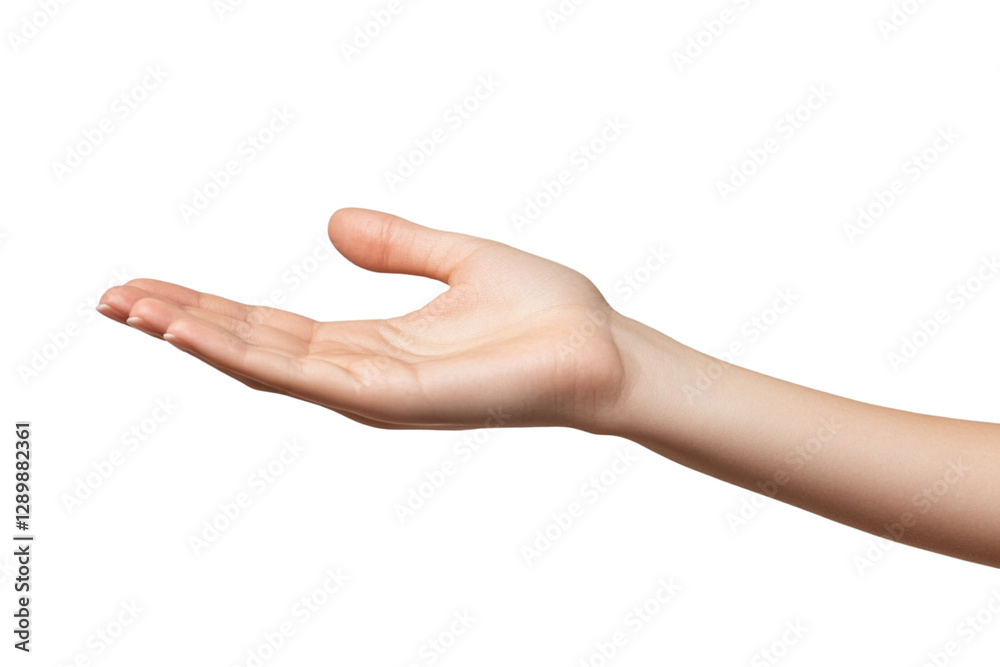 Female hand showing something for your design Female hand showing something for your design