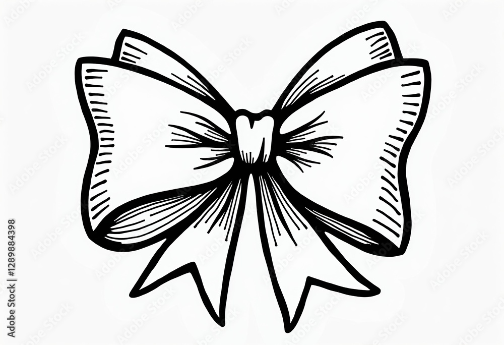 Fototapeta premium Kids' Bow Coloring Page Vector: Minimalist Line Art for Children's Books – Clean, Thick Outlines, Isolated, Easy to Color