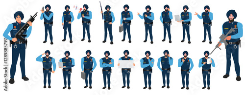 
Police Officer Character Design Model Sheet. Man, Character design. Front, side, back view and explainer animation poses. Character set with lip sync and Walk cycle animation sequences.
