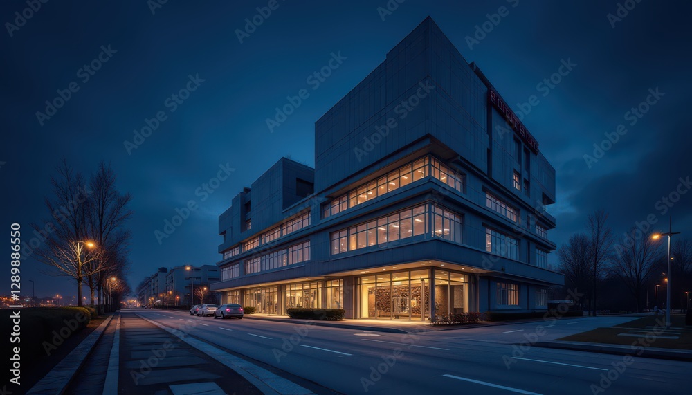 Fototapeta premium Modern commercial building in night