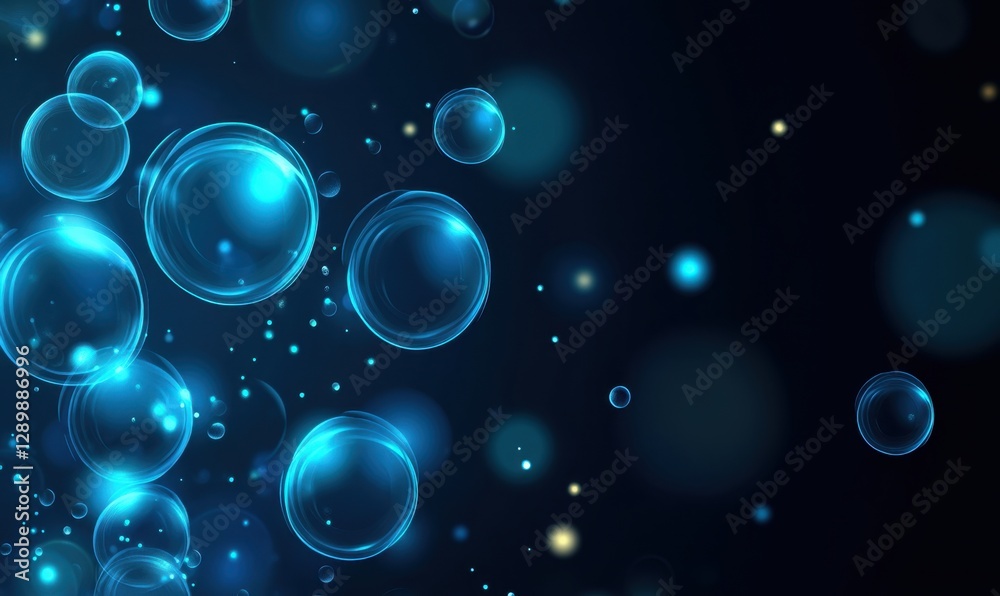 Blue bubbles floating on dark background, ideal for abstract backgrounds Blue bubbles floating on dark background, ideal for abstract backgrounds