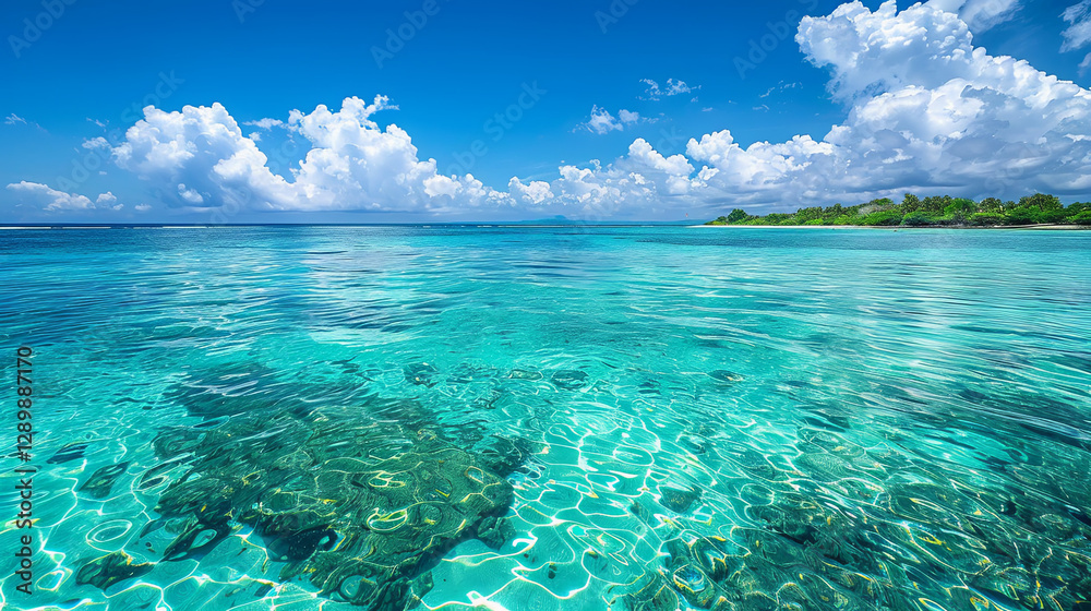 Naklejka premium Pristine Tropical Lagoon with Turquoise Waters