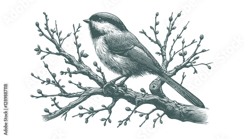 Bird Engraving: A Vector Illustration
