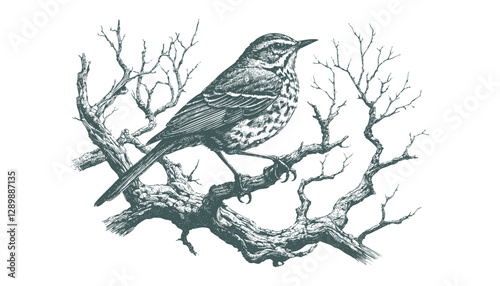 Bird Engraving: A Vector Illustration