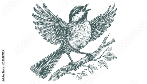 Bird Engraving: A Vector Illustration