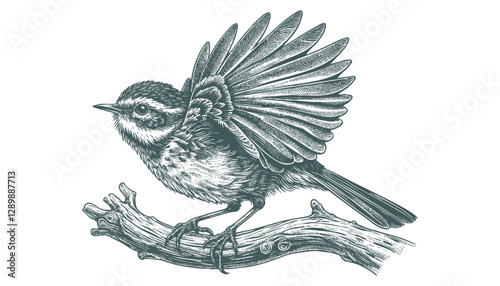 Bird Engraving: A Vector Illustration