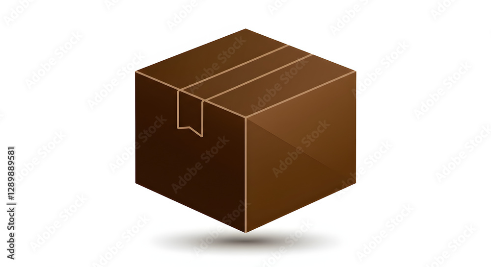 Fototapeta premium Isometric Brown Cardboard Box Illustration for Packaging or Delivery Concepts