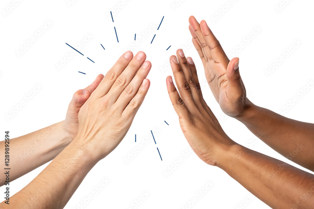 High Five Gesture Between Two People, Isolated on White Background as Transparent. PNG. AI GENERATED High Five Gesture Between Two People, Isolated on White Background as Transparent. PNG. AI GENERATED