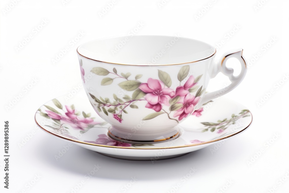 Decorative spring floral tea cup porcelain saucer mug. Decorative spring floral tea cup porcelain saucer mug.