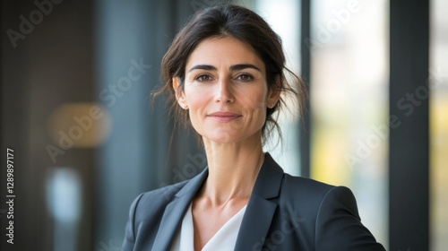 Confident businesswoman in blazer  embodying professionalism and leadership. 