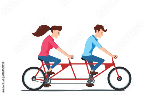 people rides a sports bike on a park road with friend, Vector Illustration	