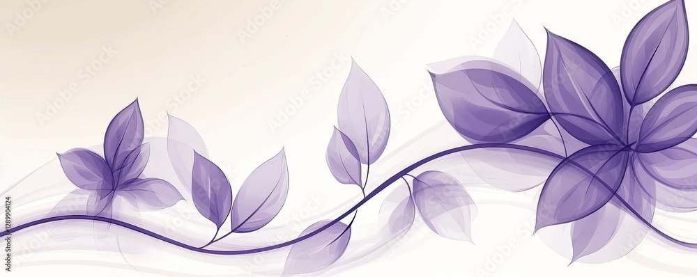Fototapeta premium Lavender floral design, elegant leaves, wave background, website banner