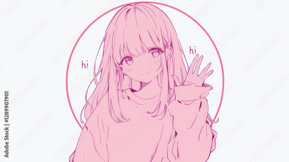 Anime Girl Waving Sticker – Anime Girl Waving Sticker –