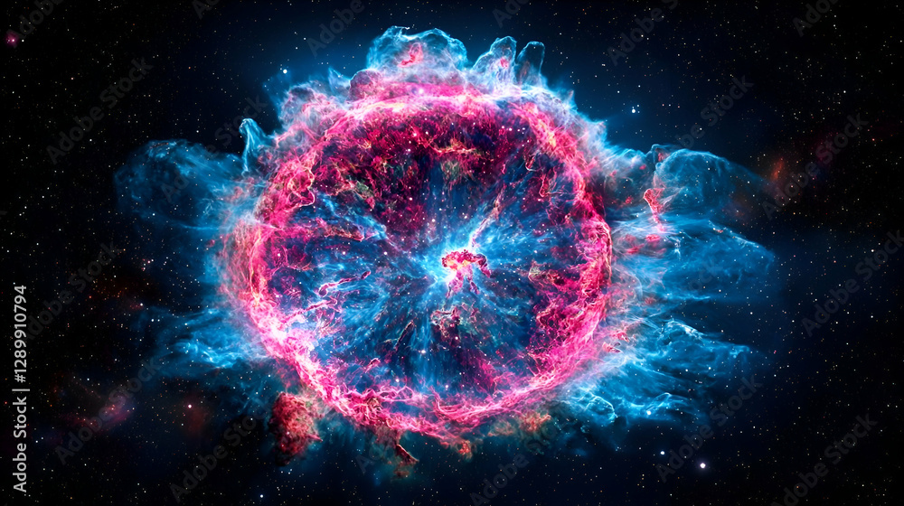 Fototapeta premium Vibrant Pink and Blue Cosmic Nebula in Deep Space