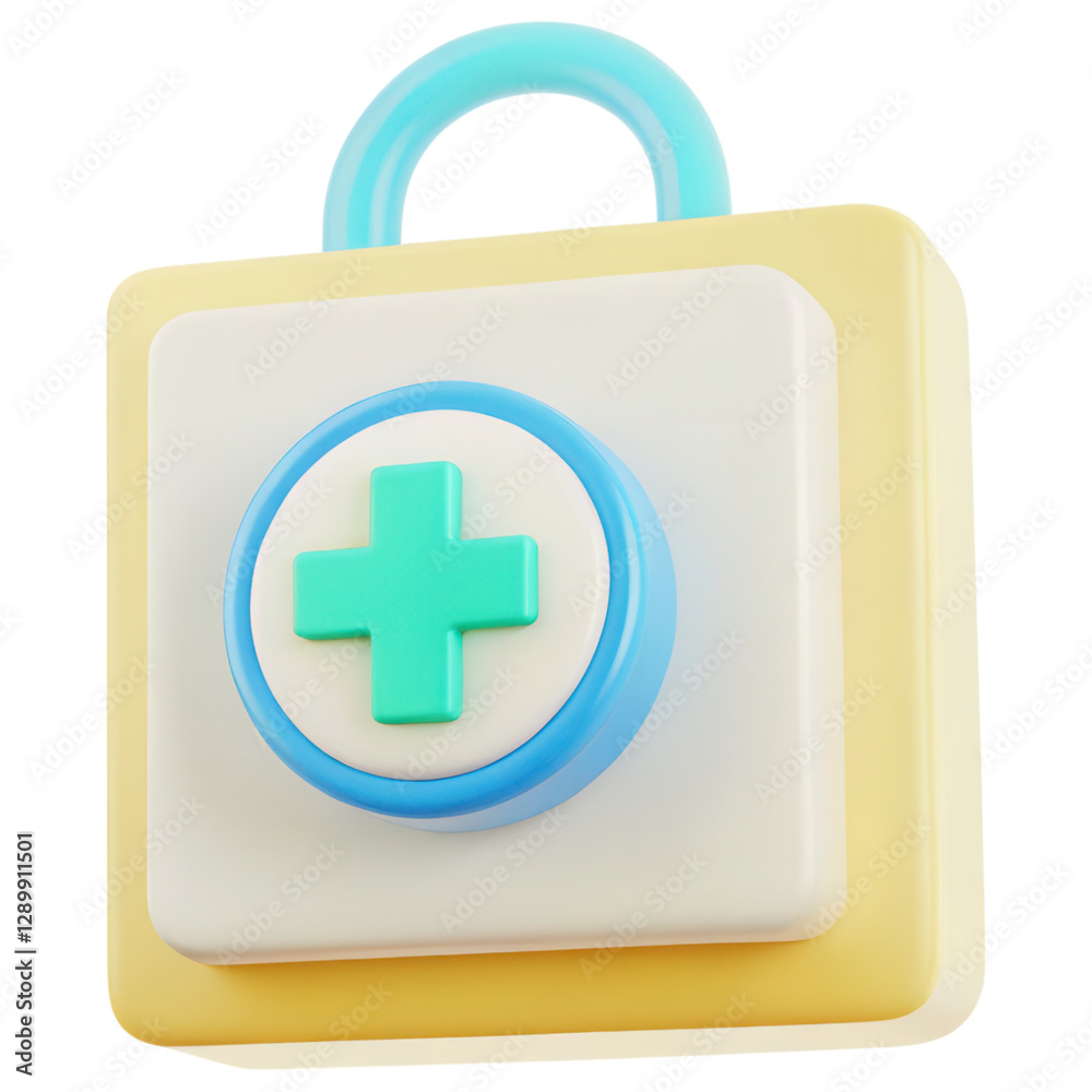 Fototapeta premium Medical insurance concept, colorful safe lock with medical cross symbol, representing security