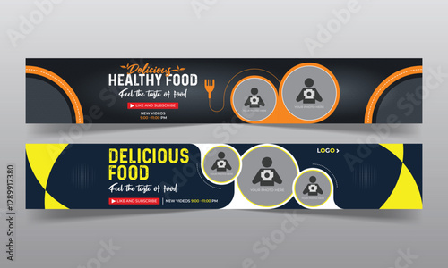 Healthy food youtube channel banner template and cover art design