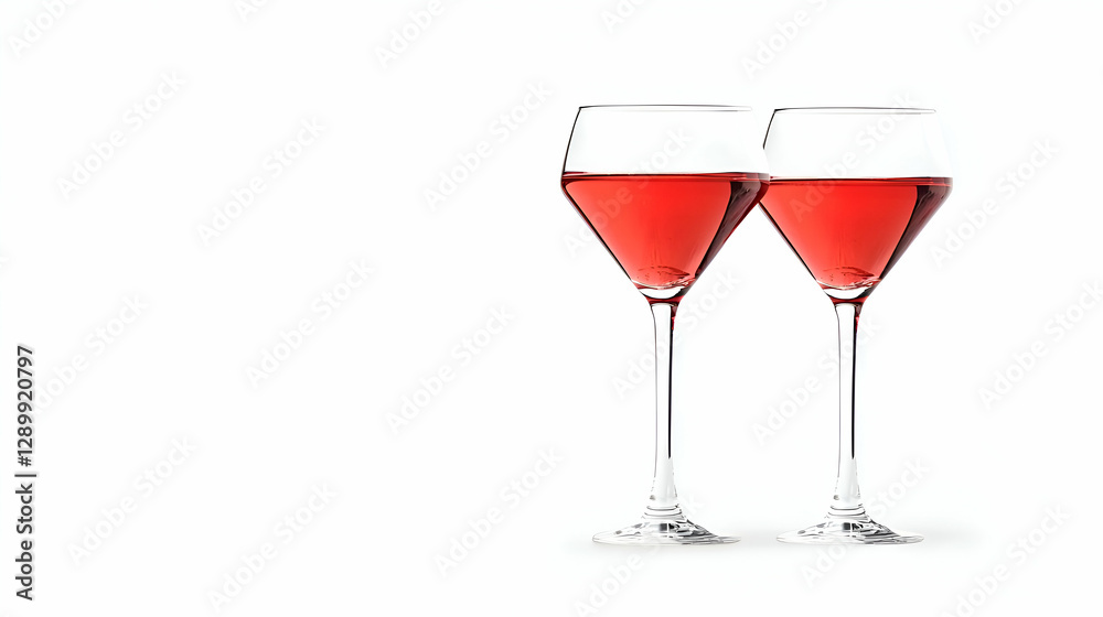 Two Glasses of Rose Wine on White Background Two Glasses of Rose Wine on White Background