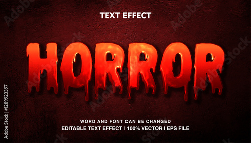 Horror text effect, red slime font shiny text style