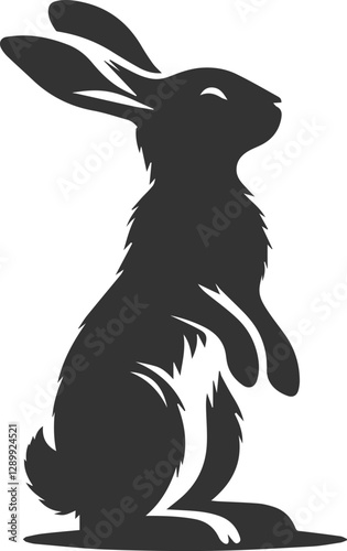 A rabbit standing on its hind legs, looking around vector animal silhouette