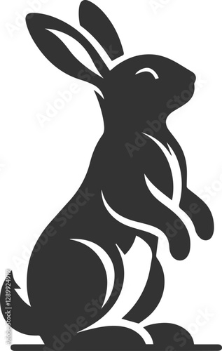 A rabbit standing on its hind legs, looking around vector animal silhouette