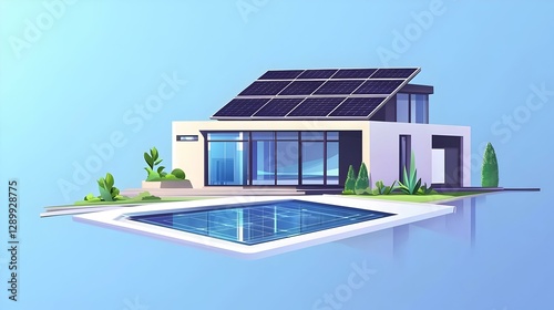 Smart home with swimming pool solar panels