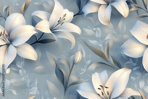 Elegant floral beauty. Delicate petals and soft hues create a calm scene.- Seamless Pattern - Seamless Pattern
