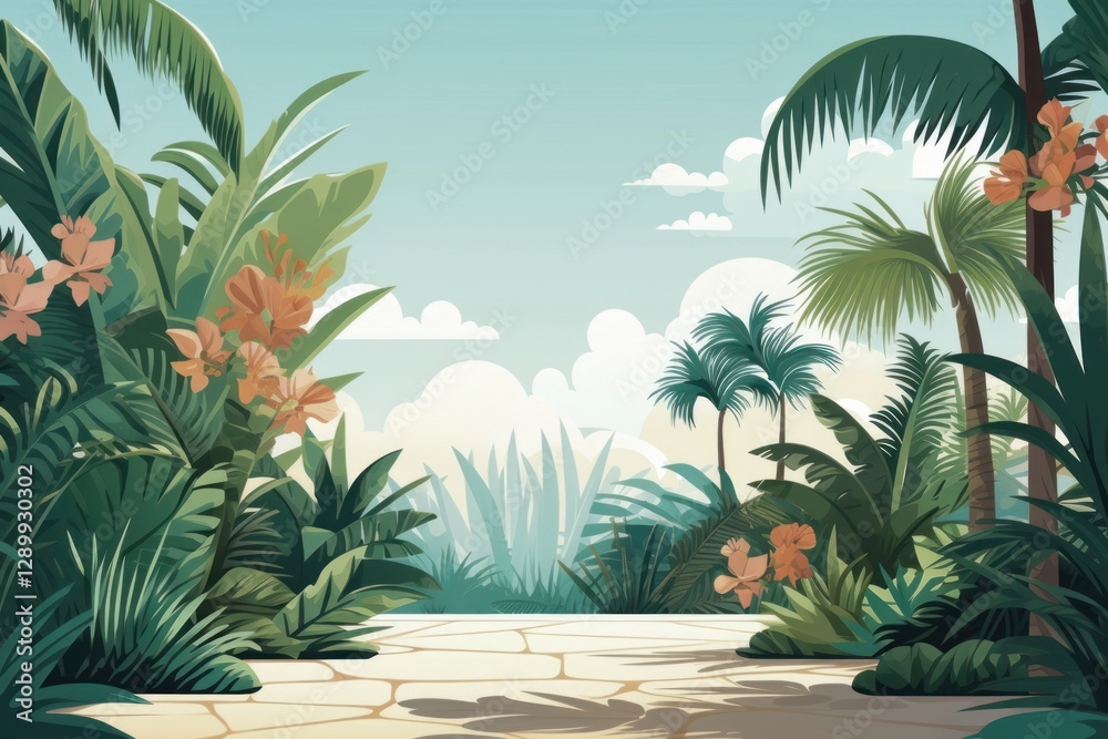 Fototapeta premium Tropical garden land landscape outdoors.