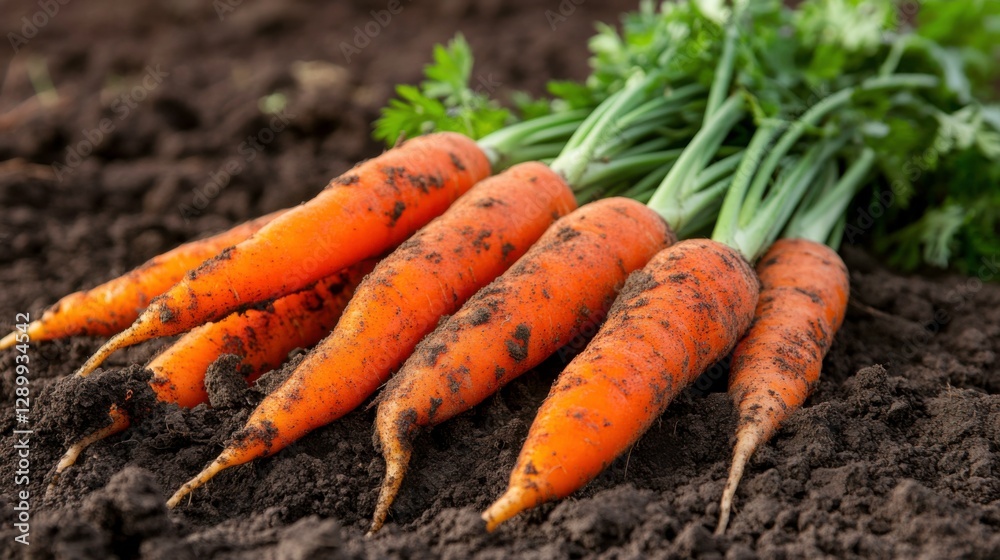 Freshly Harvested Carrots With Soil on a Rustic Farm Background Freshly Harvested Carrots With Soil on a Rustic Farm Background