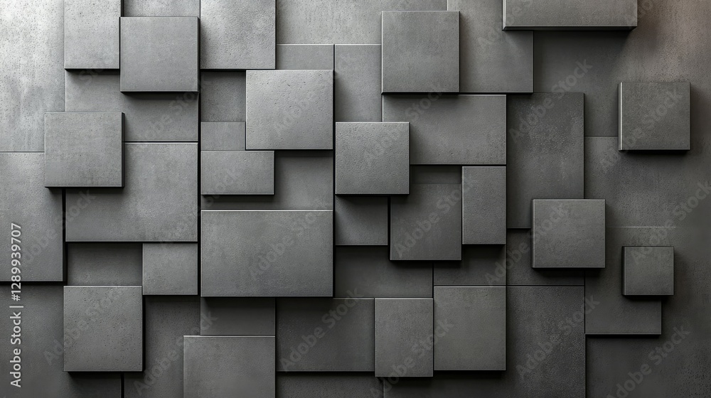 Abstract Grey Square Geometric Wall Design