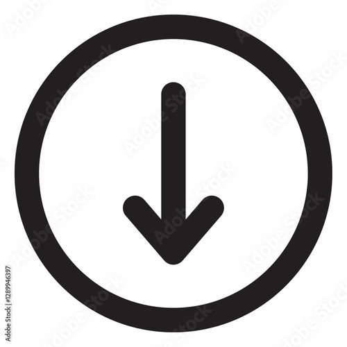 Arrow in Circle Downward Bold Black Navigation