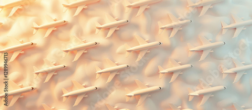 Obraz na płótnie Minimalist travel concept with 3D airplane model pattern w salonie