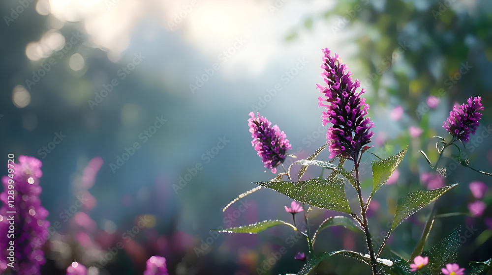 Obraz premium Purple Flowers in Soft Morning Light