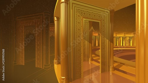 RAMADAN EID AL FITR ARABIC MIDDLE EASTERN ORANGE ORNAMENTATION ABSTRACT BACKGROUND ANIMATION LOOP