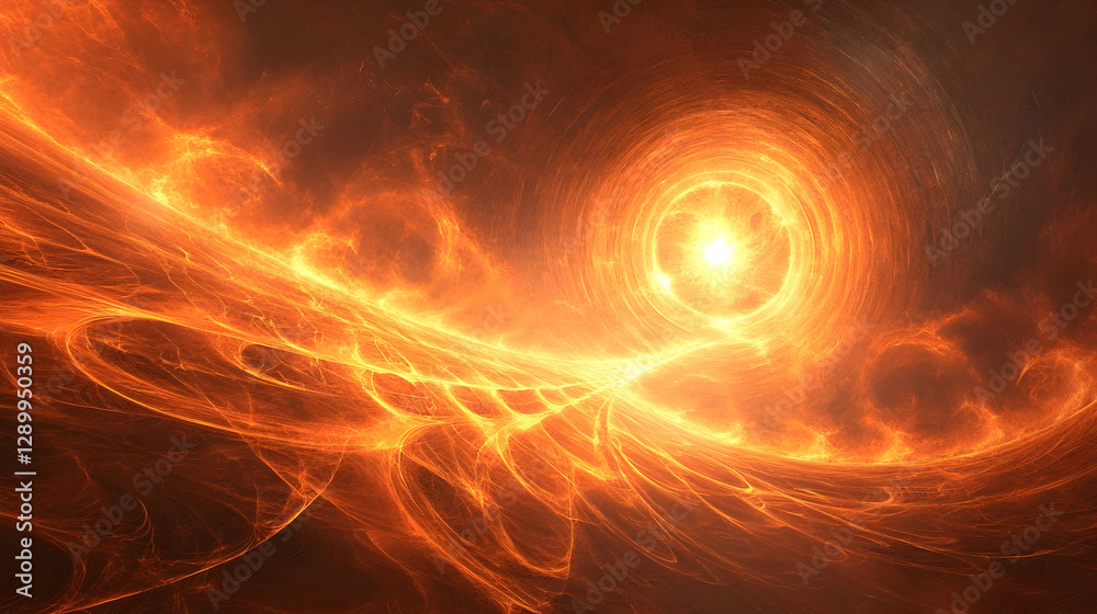 Fototapeta premium view of a glowing orb radiating light waves in concentric patterns