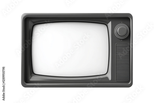 Old-School Silver TV Set from the 1990s with Blank Display
