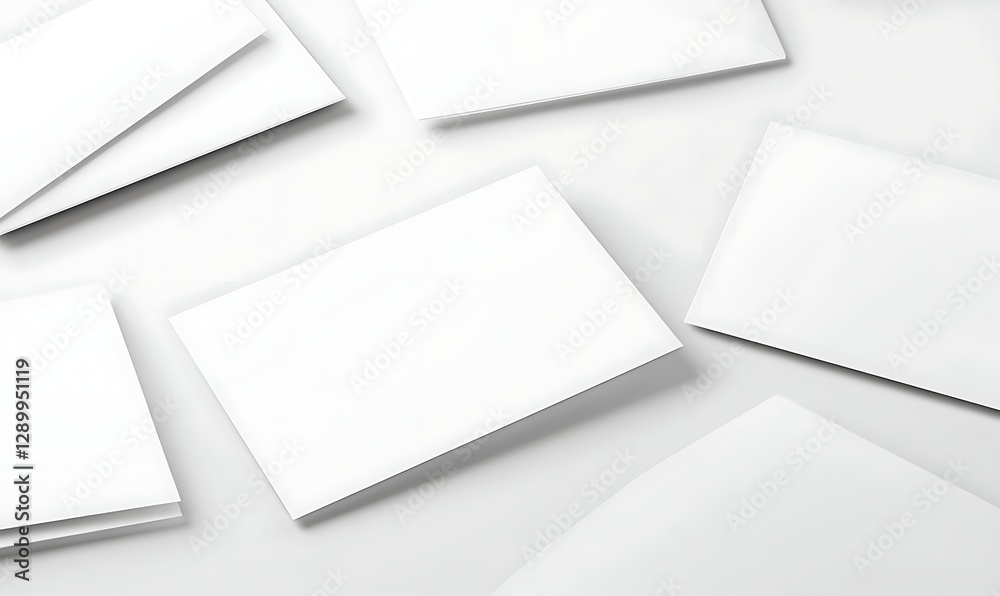 Blank cards scattered on a white surface, suitable for notes or creative projects. Blank cards scattered on a white surface, suitable for notes or creative projects.
