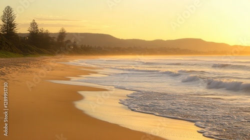 Golden Sunrise over Avoca Beach, New South Wales, Australia.