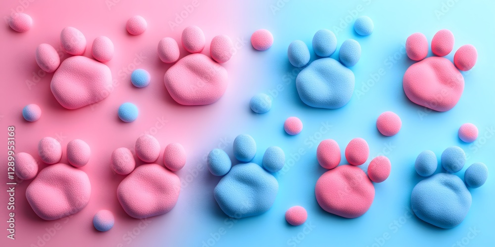 Pastel Paw Prints: A Delightful Display of Pink and Blue Pastel Paw Prints: A Delightful Display of Pink and Blue