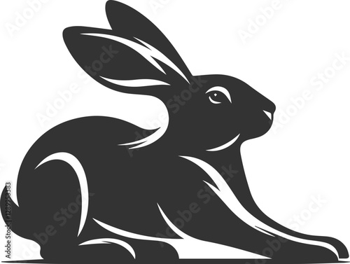 A rabbit stretching its front paws forward vector animal silhouette