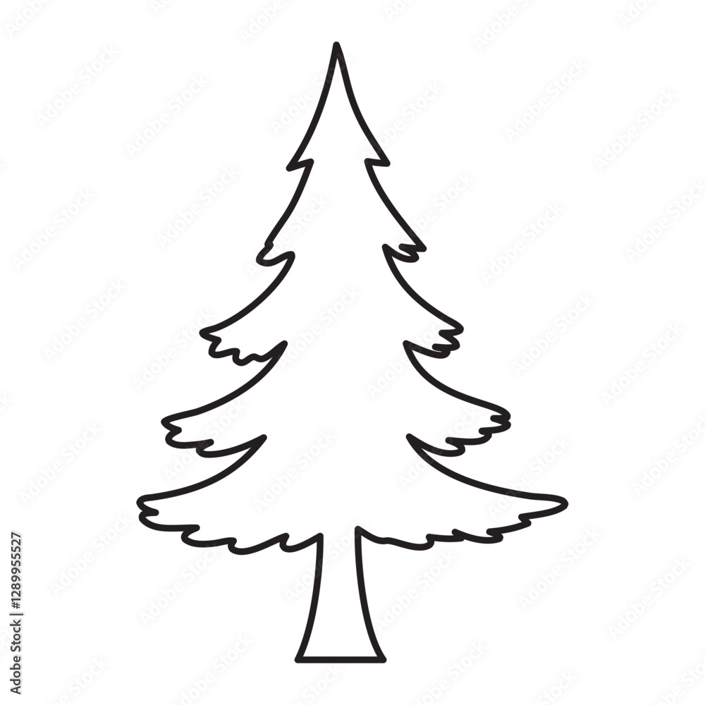 Obraz premium Forest Outline Simple Pine Tree Black and White