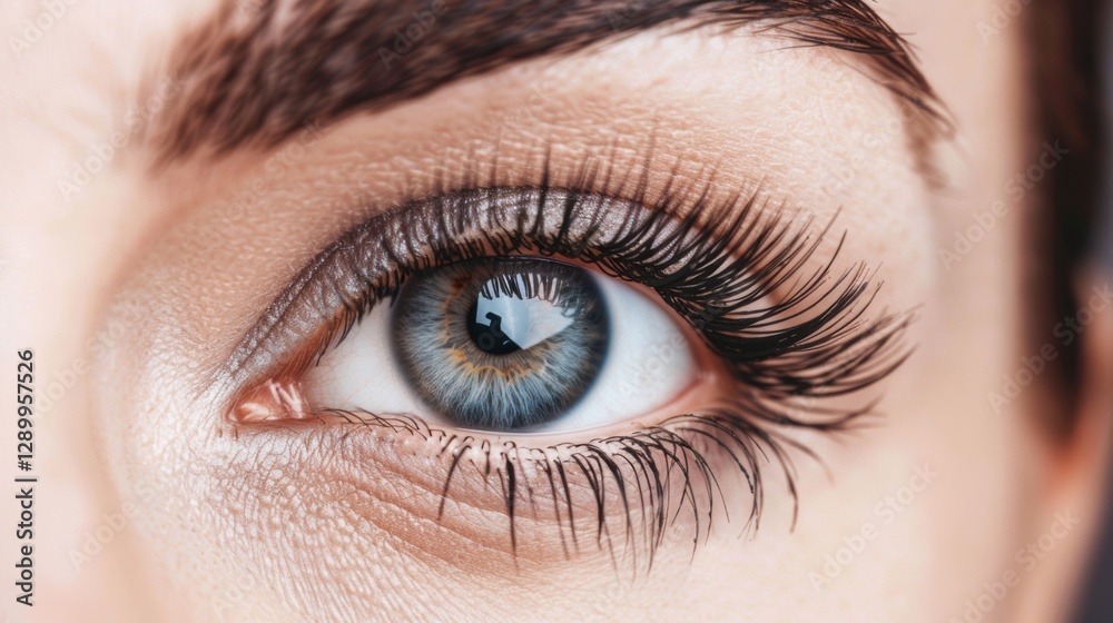 Obraz premium Mesmerizing Close - Up: A Female Eye Adorned with Long Eyelashes