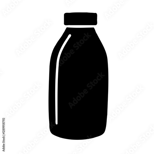 Isolated Black Bottle Silhouette Illustration